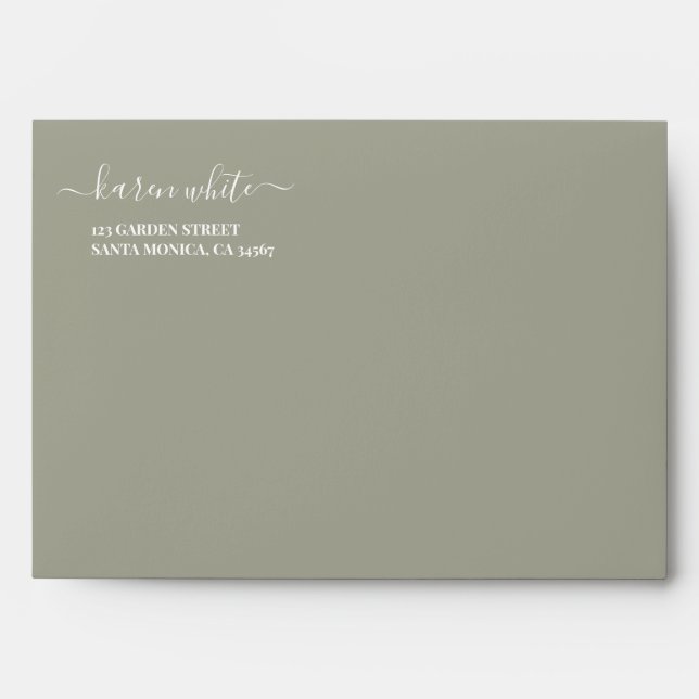 Sage Colour Wedding Envelope (Front)