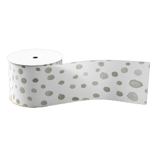 Sage Confetti Watercolor Dots Ribbon Grosgrain Ribbon