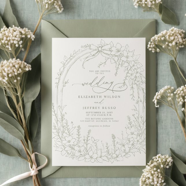 Sage Coquette Woodland Garden Floral Wedding Invitation (Sage Coquette Woodland Garden Floral Wedding Invitation)