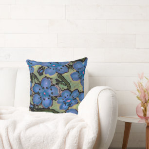 Sage Country Blue Floral Cushion
