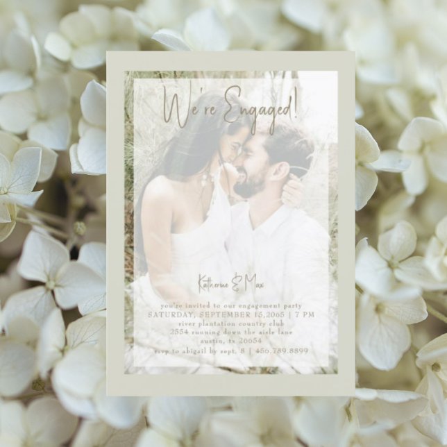 Sage Couple Photo Engagement Party Invitation (Creator Uploaded)