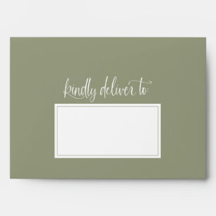 Sage Custom Kindly Deliver To Wedding Envelope