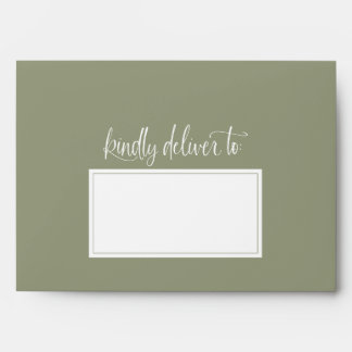 Sage Custom Kindly Deliver To Wedding Envelope