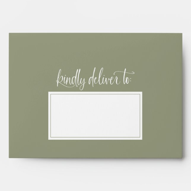 Sage Custom Kindly Deliver To Wedding Envelope (Front)