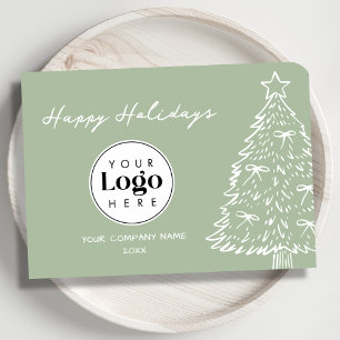 Sage Custom Logo Christmas Business Thank You Card