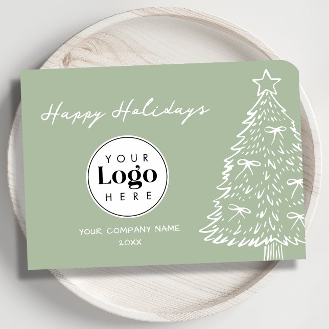 Sage Custom Logo Christmas Business Thank You Card (Creator Uploaded)
