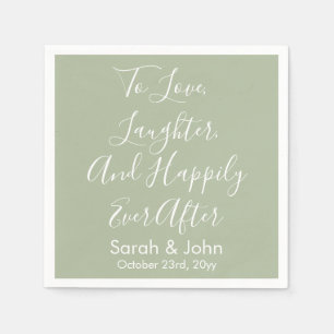 Sage Custom Personalised Script Wedding Reception  Napkin