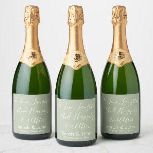 Sage Custom Personalised Script Wedding Reception  Sparkling Wine Label