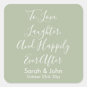 Sage Custom Personalised Script Wedding Reception  Square Sticker