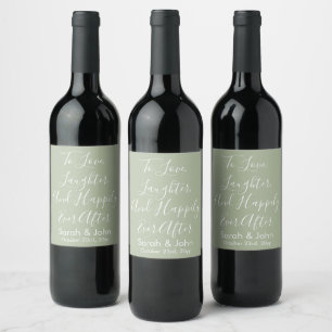 Sage Custom Personalised Script Wedding Reception Wine Label