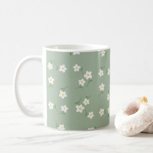 Sage Daisy Floral Mug Hand-Drawn Botanical