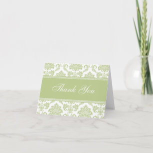 Sage Damask Thank You Cards