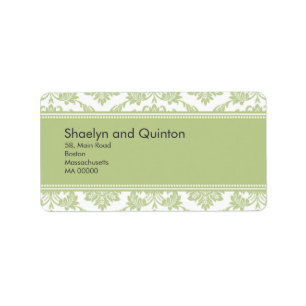 Sage Damask Wedding Address Labels