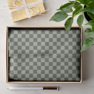 Sage Dark Green Checker Checkerboard Checkered Tissue Paper