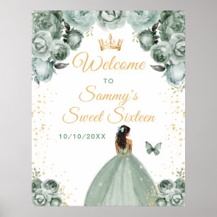 Sage Dark Skin Princess Sweet Sixteen Welcome Poster