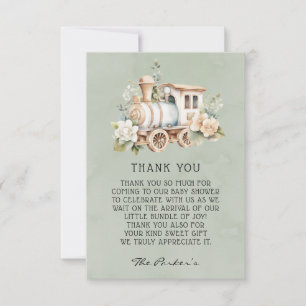 Sage Dusty Blue Train Baby Shower Thank You Cards