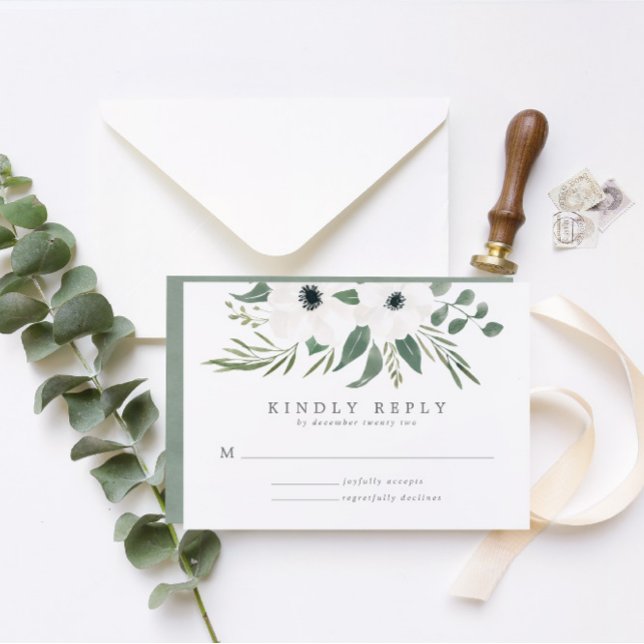 Sage & Dusty Green Eucalyptus Elegant Wedding RSVP Card (Creator Uploaded)