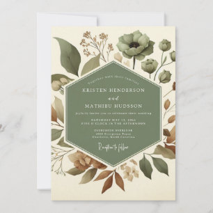 Sage Earthen Bloom Wedding Invitation