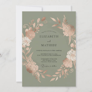 Sage Earthy Bloom Wedding Invitation