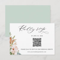 Sage, Earthy Blooms QR Code Rsvp Online Wedding