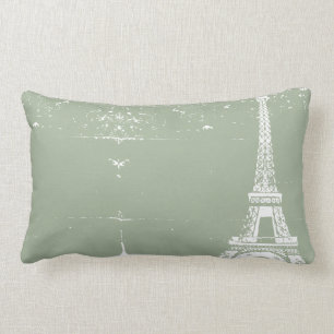 Sage Eiffel Tower Custom Cotton Pillows