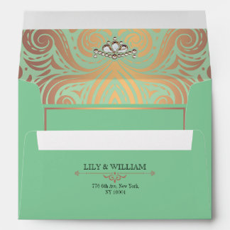 Sage Elegant Artdeco Diamond Rose Gold Wedding Envelope