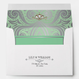 Sage Elegant Artdeco Diamond Silver Wedding Envelope