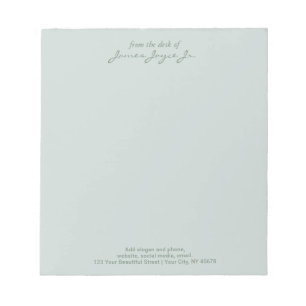 Sage Elegant Handwritten Stylish From The Desk Of Notepad