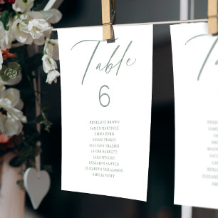 Sage elegant script table number seating chart