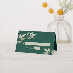 Sage & Emerald Leaves Wedding Write-In Boxes Place Card