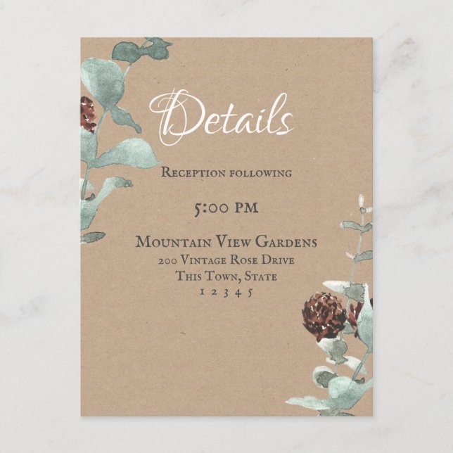 Sage Eucalyptus and Pine Details Enclosure Card (Front)