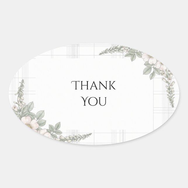 Sage Eucalyptus Botanical Wedding Thank You Sticke Oval Sticker (Front)