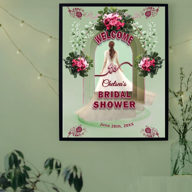 Sage Eucalyptus Burgundy Floral Bridal Welcome  Poster (Creator Uploaded)