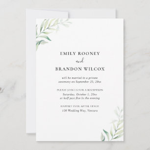 Sage Eucalyptus Greenery Elegant Wedding Reception Invitation