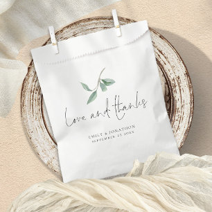 Sage Eucalyptus Love Thanks Script Wedding Favour Bag