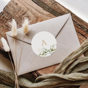 Sage Eucalyptus Monogram Wedding Envelope Seals