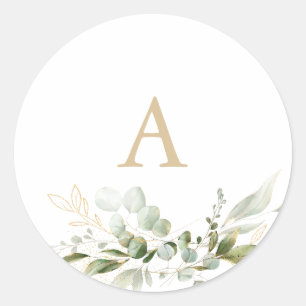 Sage Eucalyptus Monogram Wedding Envelope Seals
