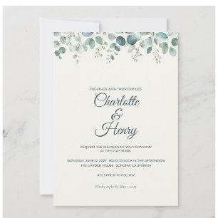Sage Eucalyptus Stacked Wedding Invitation