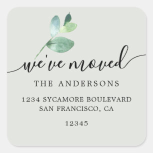 Sage Eucalyptus We’ve Moved New Address Label