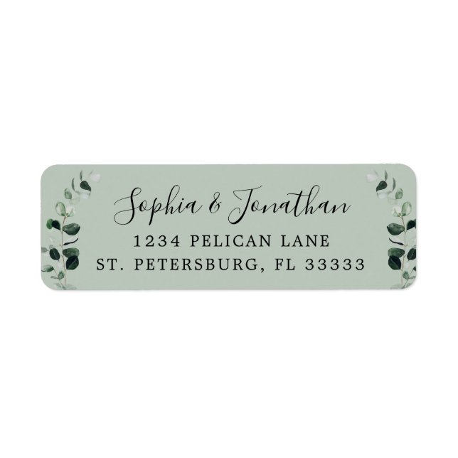 Sage Eucalyptus Wedding Return Address Return Address Label (Front)