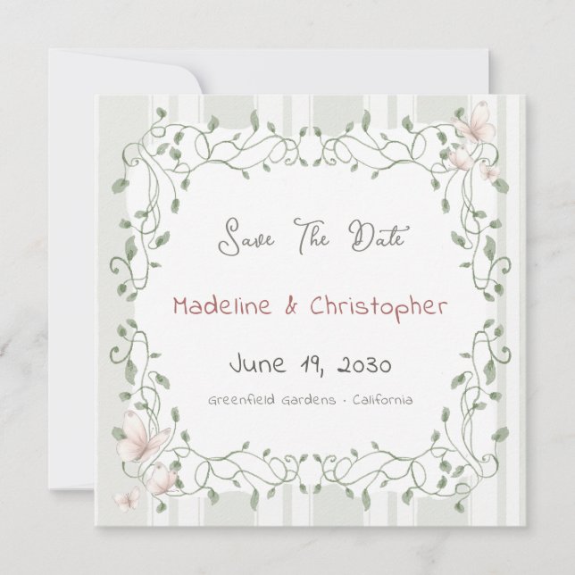 Sage Eucalyptus Wedding Save the Date (Front)