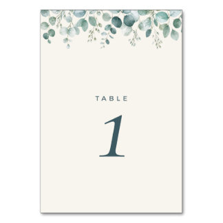 Sage Eucalyptus Wedding Table Number