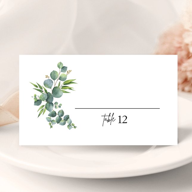 Sage Eucalyptus Woodland Wedding Folded Place Card (Creator Uploaded)