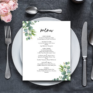 Sage Eucalyptus Woodland Wedding Menu