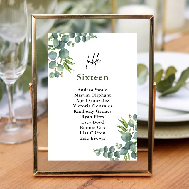 Sage Eucalyptus Woodland Wedding Table Number (Creator Uploaded)