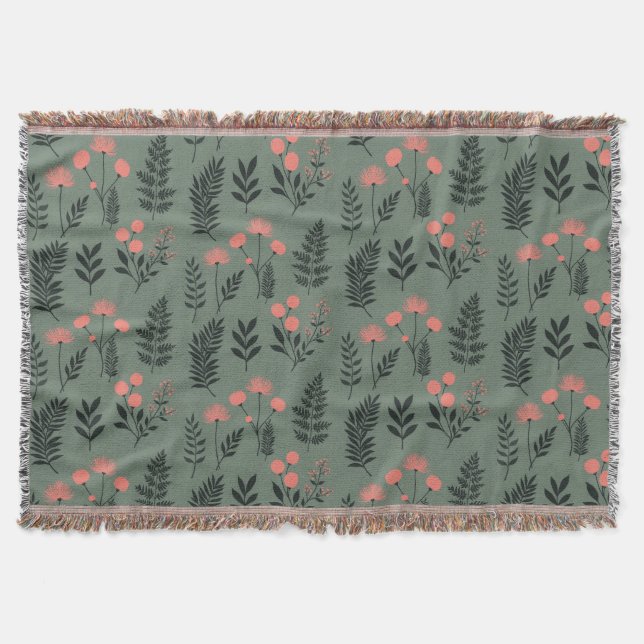 Sage Fern Throw Blanket (Front)