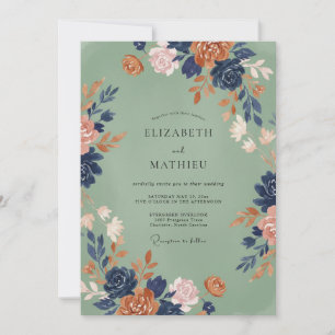 Sage Floral Arch Wedding Invitation