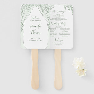 Sage Floral Arch Whimsical Wedding Programs Hand Fan