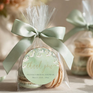 Sage Floral Bridal Shower Thank You Stickers