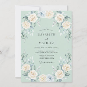 Sage Floral Ethereal Romance Wedding Invitation